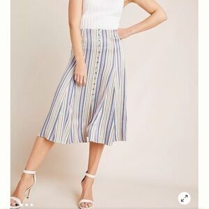 Anthropologie | Maeve Striped Button Freya Midi Skirt